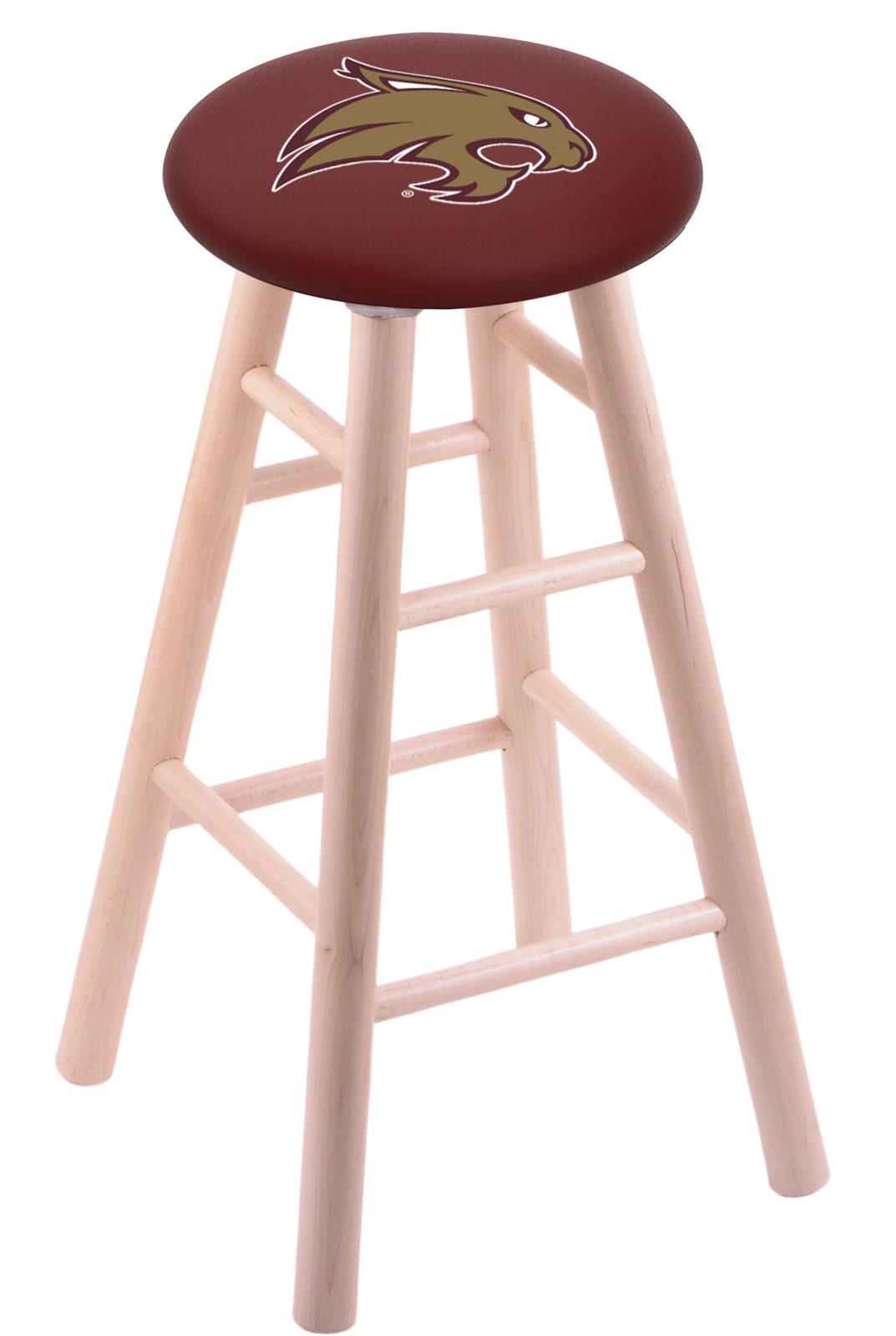 Texas State University 30" Swivel Maple Bar Stool in Natural Finish 1 Texas State University 30" Swivel Maple Bar Stool in Natural Finish