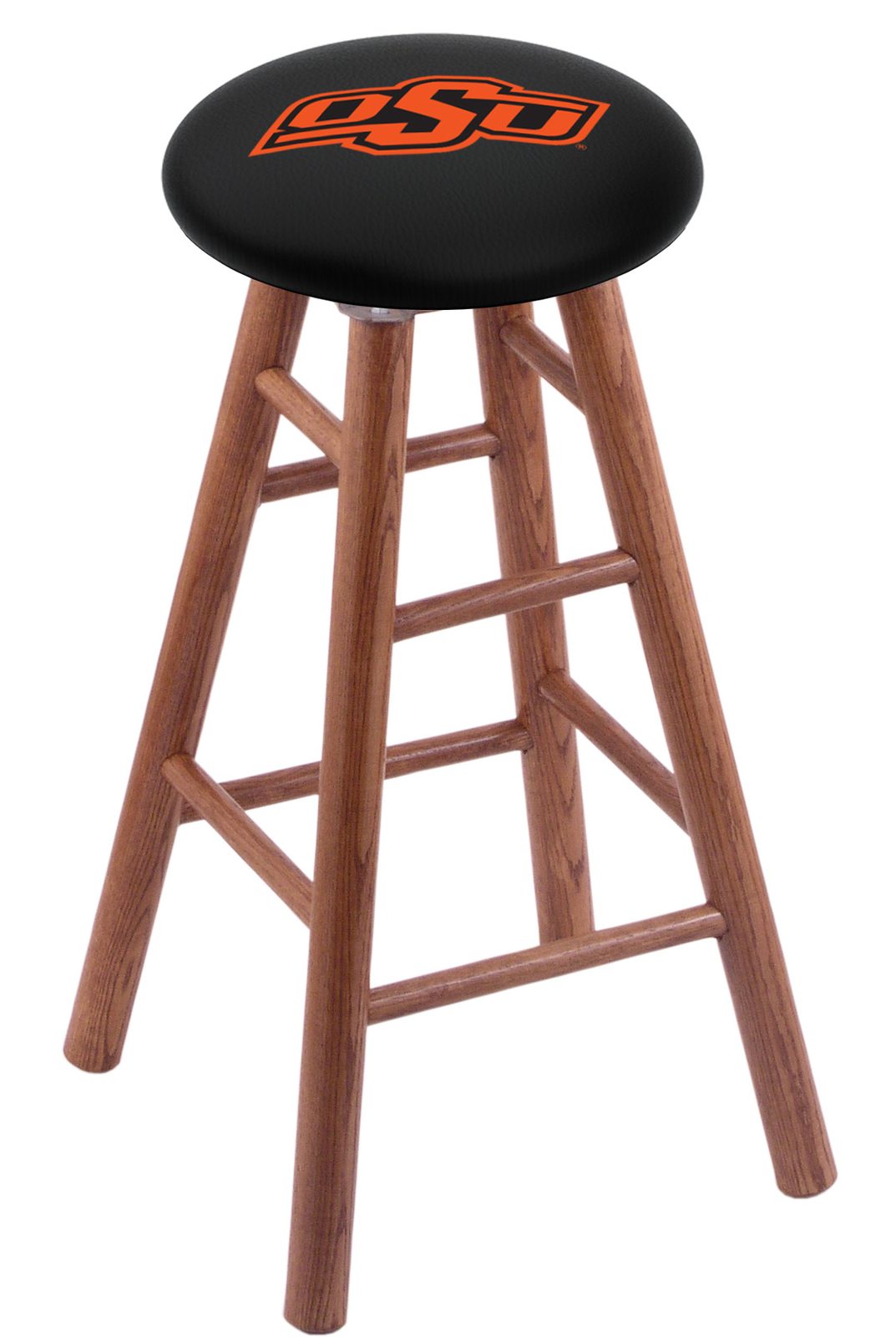 Oklahoma State University 30" Swivel Oak Bar Stool in Medium Finish 1 Oklahoma State University 30" Swivel Oak Bar Stool in Medium Finish