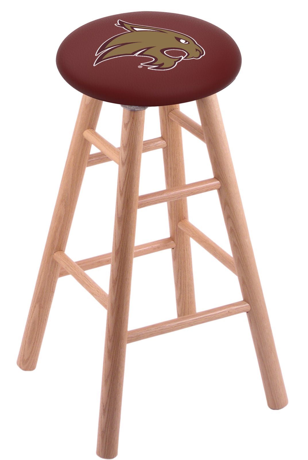Texas State University 36" Swivel Oak Extra Tall Bar Stool in Natural Finish 1 Texas State University 36" Swivel Oak Extra Tall Bar Stool in Natural Finish