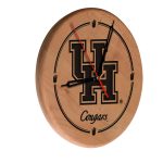 University of Houston 13-Inch Solid Wood Engraved Clock in Natural