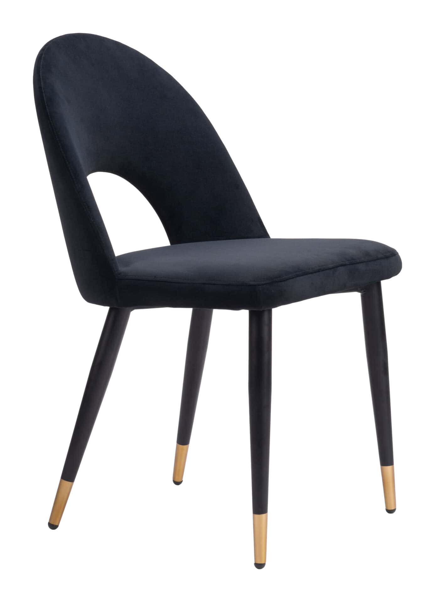 Modern Black Velvet Dining Chair with Steel Legs (Set of 2) 8 Modern Black Velvet Dining Chair with Steel Legs (Set of 2) - Image 8