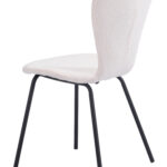 Mid-Century Modern Ivory Dining Chair, Stackable, Steel Frame (Set of 2)