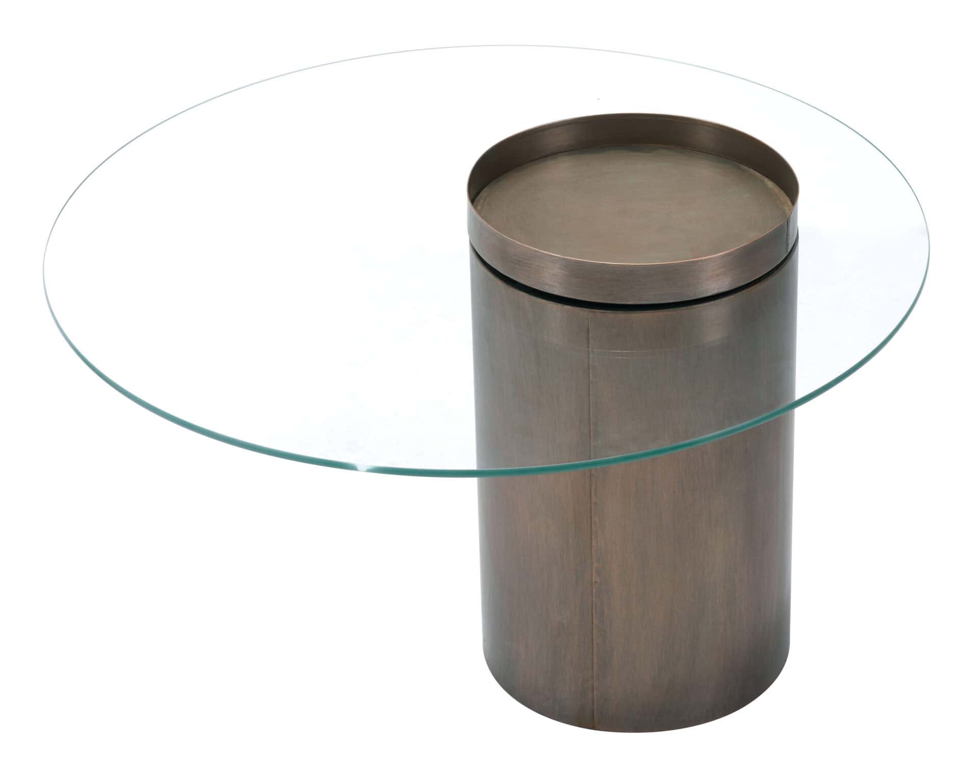 Industrial Round Coffee Table with Tempered Glass and Bronze Finish 7 Industrial Round Coffee Table with Tempered Glass and Bronze Finish - Image 7
