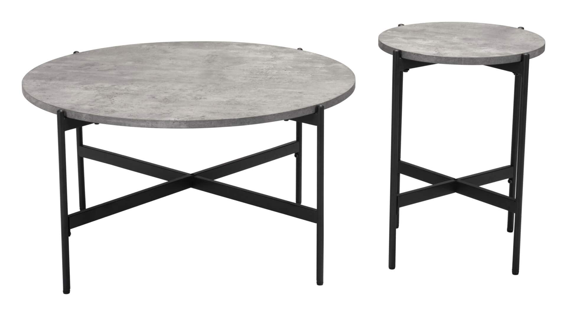 Modern Gray and Black Round Coffee Table Set (2-Piece) 6 Modern Gray and Black Round Coffee Table Set (2-Piece) - Image 6
