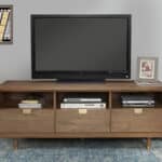 Sand Mahogany Contemporary TV Console With Storage and Cord Management 9 Sand Mahogany Contemporary TV Console With Storage and Cord Management