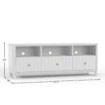 White Mahogany TV Console with Drawers and Open Shelves