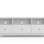 White Mahogany TV Console with Drawers and Open Shelves