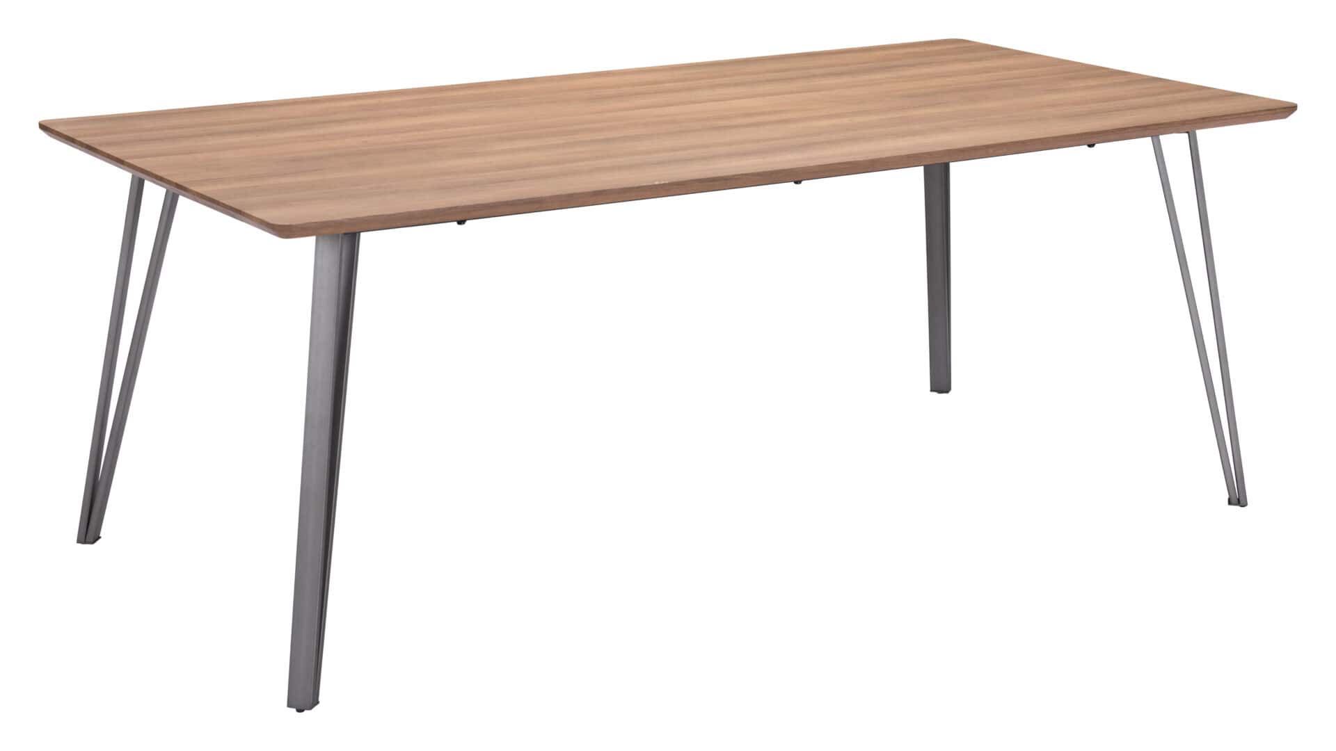 Walnut Laminate Rectangular Dining Table with Black Steel Legs 3 Walnut Laminate Rectangular Dining Table with Black Steel Legs - Image 3