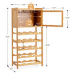 Bamboo Freestanding Wine Rack with Glass Hanger and Cabinet 11 Bamboo Freestanding Wine Rack with Glass Hanger and Cabinet