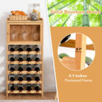 Bamboo Freestanding Wine Rack with Glass Hanger and Cabinet 12 Bamboo Freestanding Wine Rack with Glass Hanger and Cabinet