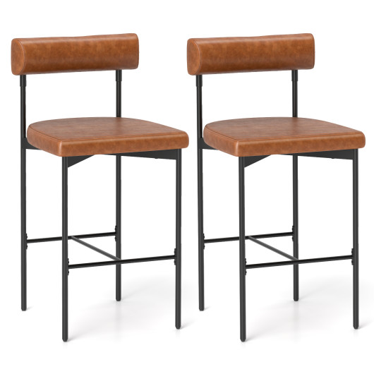 Counter Height Upholstered Bar Stools with Backrest and Footrest (Set of 2) - Image 3