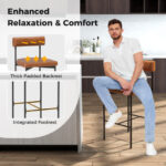 Counter Height Upholstered Bar Stools with Backrest and Footrest (Set of 2)