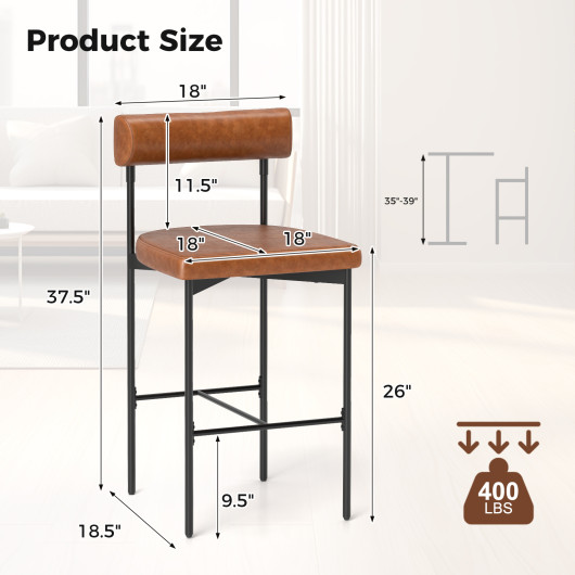 Counter Height Upholstered Bar Stools with Backrest and Footrest (Set of 2) - Image 4
