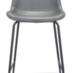 Gray Mid-Century Modern Counter Stool with Faux Leather and Steel Frame
