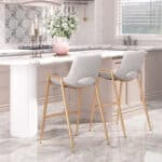 White and Gold Faux Leather Counter Stool with Footrest (Set of 2)