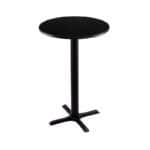 36-Inch Tall Black Table with Reversible 24-Inch Black/Dark Cherry Round Top and X-Style 22x22-Inch Base