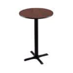36-Inch Tall Black Table with Reversible 24-Inch Black/Dark Cherry Round Top and X-Style 22x22-Inch Base