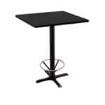36-Inch Tall Black Table with Reversible 30x30-Inch Black/Dark Cherry Square Top and X-Style 22x22-Inch Base with Foot Ring