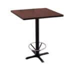 36-Inch Tall Black Table with Reversible 30x30-Inch Black/Dark Cherry Square Top and X-Style 22x22-Inch Base with Foot Ring