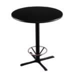 36-Inch Tall Black Table with Reversible 36-Inch Black/Dark Cherry Round Top and X-Style 30x30-Inch Base with Foot Ring