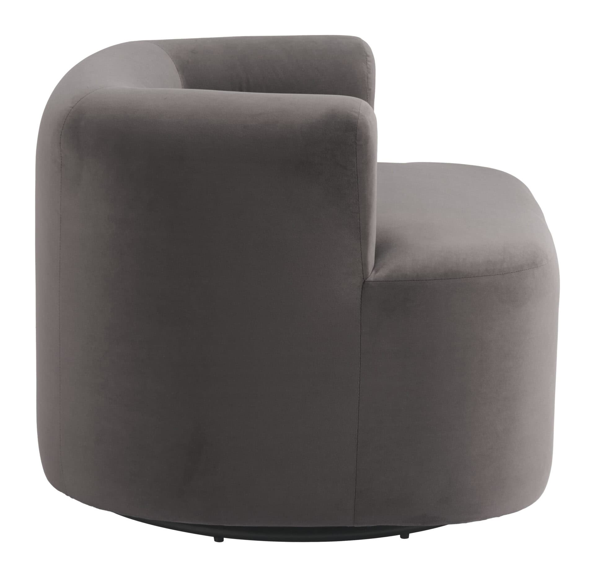 Gray Swivel Chair with Velvet Fabric and Armrest Support 2 Gray Swivel Chair with Velvet Fabric and Armrest Support - Image 2