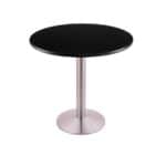 30-Inch Tall Stainless Table with Reversible 24-Inch Black/Dark Cherry Round Top and Round Footed 16-Inch Base