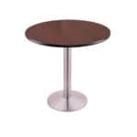 30-Inch Tall Stainless Table with Reversible 24-Inch Black/Dark Cherry Round Top and Round Footed 16-Inch Base