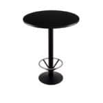 42-Inch Tall Black Table with Reversible 30-Inch Black/Dark Cherry Round Top and Round Footed 16-Inch Base with Foot Ring