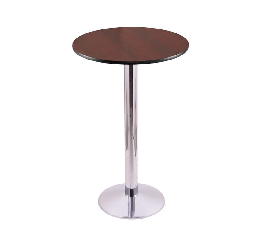 42-Inch Tall Chrome Table with Reversible 24-Inch Black/Dark Cherry Round Top and Round Footed 16-Inch Base 1 42-Inch Tall Chrome Table with Reversible 24-Inch Black/Dark Cherry Round Top and Round Footed 16-Inch Base