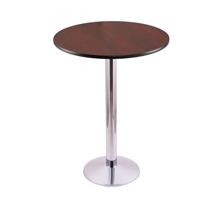 42-Inch Tall Chrome Table with Reversible 30-Inch Black/Dark Cherry Round Top and Round Footed 16-Inch Base 1 42-Inch Tall Chrome Table with Reversible 30-Inch Black/Dark Cherry Round Top and Round Footed 16-Inch Base