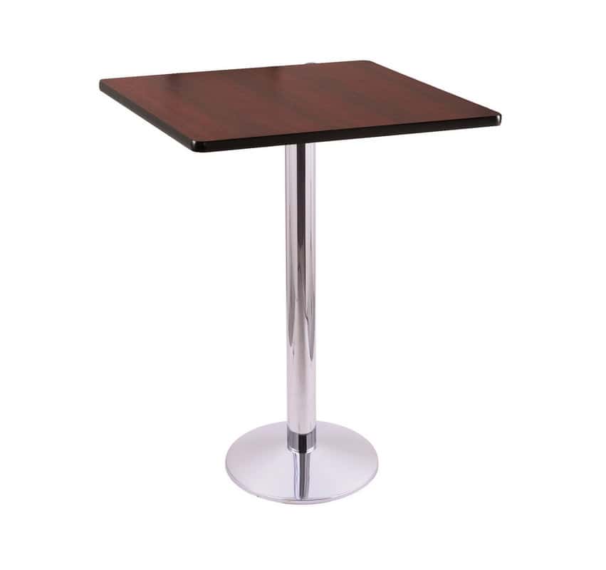 42-Inch Tall Chrome Table with Reversible 30x30-Inch Black/Dark Cherry Square Top and Round Footed 16-Inch Base 1 42-Inch Tall Chrome Table with Reversible 30x30-Inch Black/Dark Cherry Square Top and Round Footed 16-Inch Base
