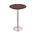 36-Inch Tall Stainless Table with Reversible 24-Inch Black/Dark Cherry Round Top and Round Footed 16-Inch Base