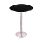 36-Inch Tall Stainless Table with Reversible 30-Inch Black/Dark Cherry Round Top and Round Footed 16-Inch Base