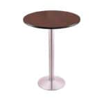 36-Inch Tall Stainless Table with Reversible 30-Inch Black/Dark Cherry Round Top and Round Footed 16-Inch Base