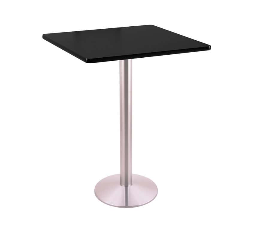 42-Inch Tall Stainless Table with Reversible 30x30-Inch Black/Dark Cherry Square Top and Round Footed 16-Inch Base 2 42-Inch Tall Stainless Table with Reversible 30x30-Inch Black/Dark Cherry Square Top and Round Footed 16-Inch Base - Image 2