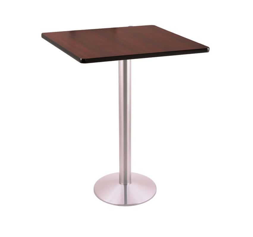 42-Inch Tall Stainless Table with Reversible 30x30-Inch Black/Dark Cherry Square Top and Round Footed 16-Inch Base 1 42-Inch Tall Stainless Table with Reversible 30x30-Inch Black/Dark Cherry Square Top and Round Footed 16-Inch Base