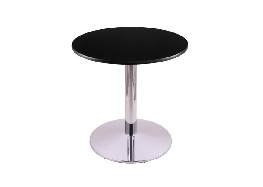30-Inch Tall Chrome Table with Reversible 24-Inch Black/Dark Cherry Round Top and Round Footed 22-Inch Base 2 30-Inch Tall Chrome Table with Reversible 24-Inch Black/Dark Cherry Round Top and Round Footed 22-Inch Base - Image 2