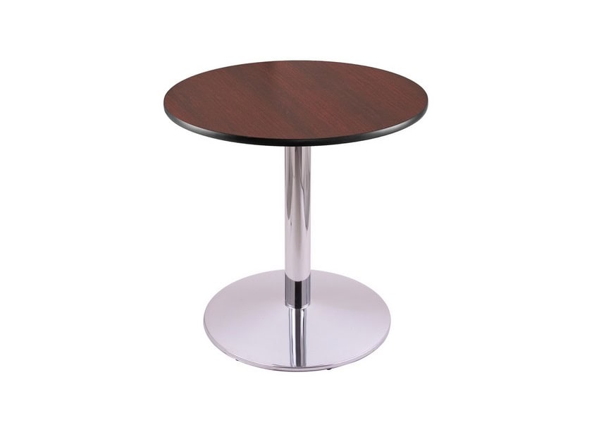 30-Inch Tall Chrome Table with Reversible 24-Inch Black/Dark Cherry Round Top and Round Footed 22-Inch Base 1 30-Inch Tall Chrome Table with Reversible 24-Inch Black/Dark Cherry Round Top and Round Footed 22-Inch Base