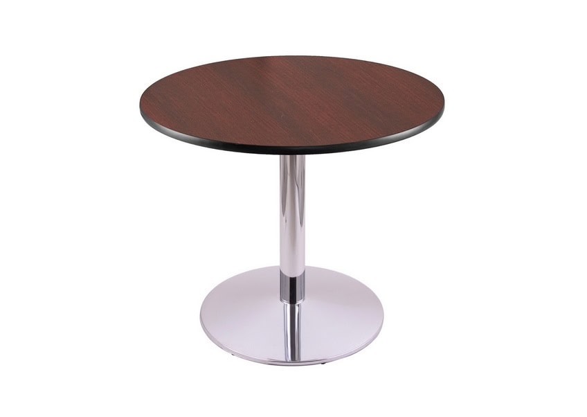 30-Inch Tall Chrome Table with Reversible 30-Inch Black/Dark Cherry Round Top and Round Footed 22-Inch Base 1 30-Inch Tall Chrome Table with Reversible 30-Inch Black/Dark Cherry Round Top and Round Footed 22-Inch Base