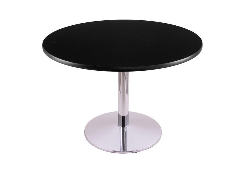 30-Inch Tall Chrome Table with Reversible 36-Inch Black/Dark Cherry Round Top and Round Footed 22-Inch Base 2 30-Inch Tall Chrome Table with Reversible 36-Inch Black/Dark Cherry Round Top and Round Footed 22-Inch Base - Image 2
