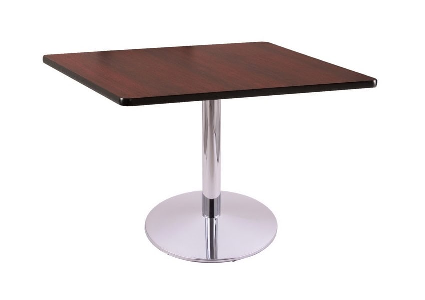 30-Inch Tall Chrome Table with Reversible 36x36-Inch Black/Dark Cherry Square Top and Round Footed 22-Inch Base 1 30-Inch Tall Chrome Table with Reversible 36x36-Inch Black/Dark Cherry Square Top and Round Footed 22-Inch Base