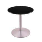 30-Inch Tall Stainless Table with Reversible 24-Inch Black/Dark Cherry Round Top and Round Footed 22-Inch Base
