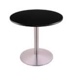 30-Inch Tall Stainless Table with Reversible 30-Inch Black/Dark Cherry Round Top and Round Footed 22-Inch Base
