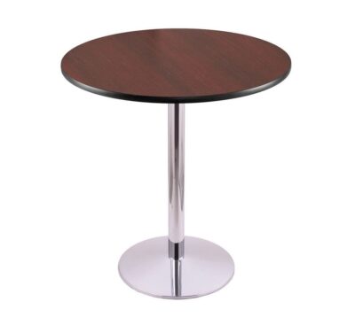 42-Inch Tall Chrome Table with Reversible 36-Inch Black/Dark Cherry Round Top and Round Footed 22-Inch Base
