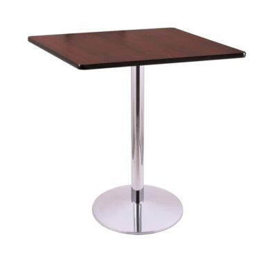 42-Inch Tall Chrome Table with Reversible 36x36-Inch Black/Dark Cherry Square Top and Round Footed 22-Inch Base