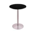 42-Inch Tall Stainless Table with Reversible 24-Inch Black/Dark Cherry Round Top and Round Footed 22-Inch Base