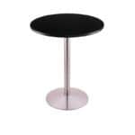 36-Inch Tall Stainless Table with Reversible 30-Inch Black/Dark Cherry Round Top and Round Footed 22-Inch Base