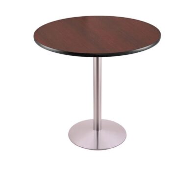 42-Inch Tall Stainless Table with Reversible 36-Inch Black/Dark Cherry Round Top and Round Footed 22-Inch Base