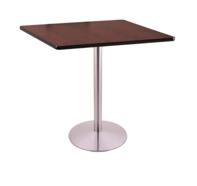 42-Inch Tall Stainless Table with Reversible 36x36-Inch Black/Dark Cherry Square Top and Round Footed 22-Inch Base