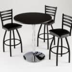 36-Inch Tall Chrome Table with Reversible 36-Inch Black/Dark Cherry Round Top and Round Footed 22-Inch Base
